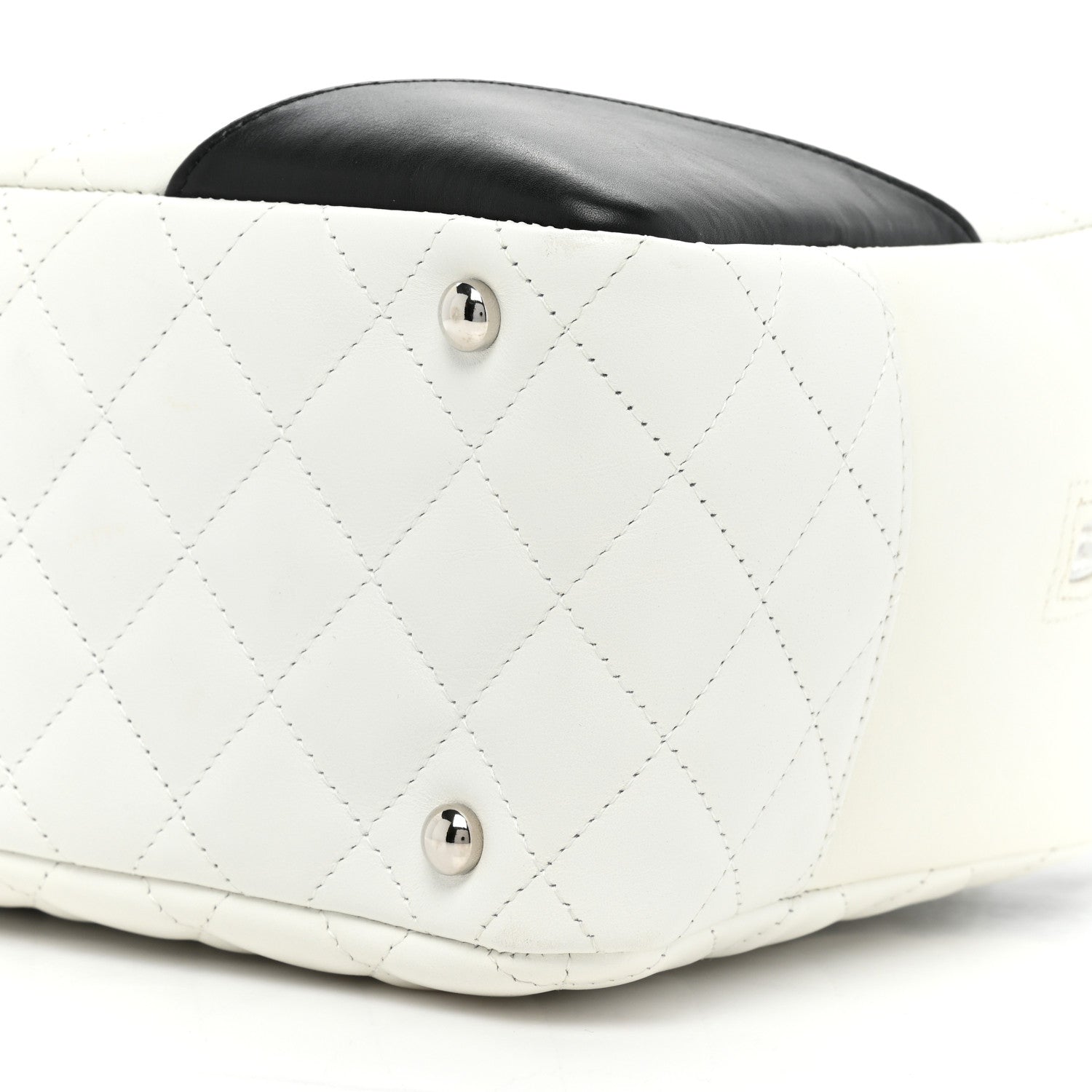Chanel Calfskin Quilted Large Cambon Bowler White Black 8 of 15