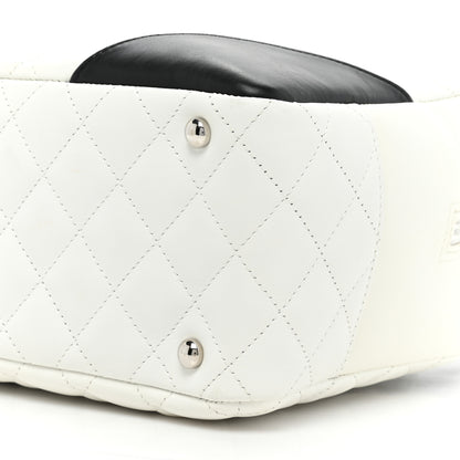 Chanel Calfskin Quilted Large Cambon Bowler White Black 8 of 15