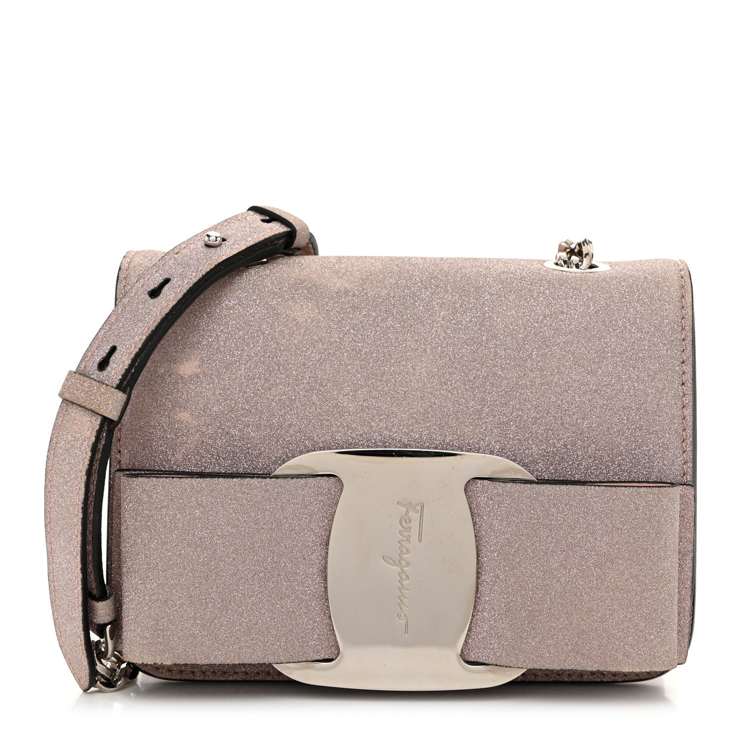 Salvatore Ferragamo Rainbow Glitter Mini Vara Bow Crossbody Bag Light Pink 1 of 11