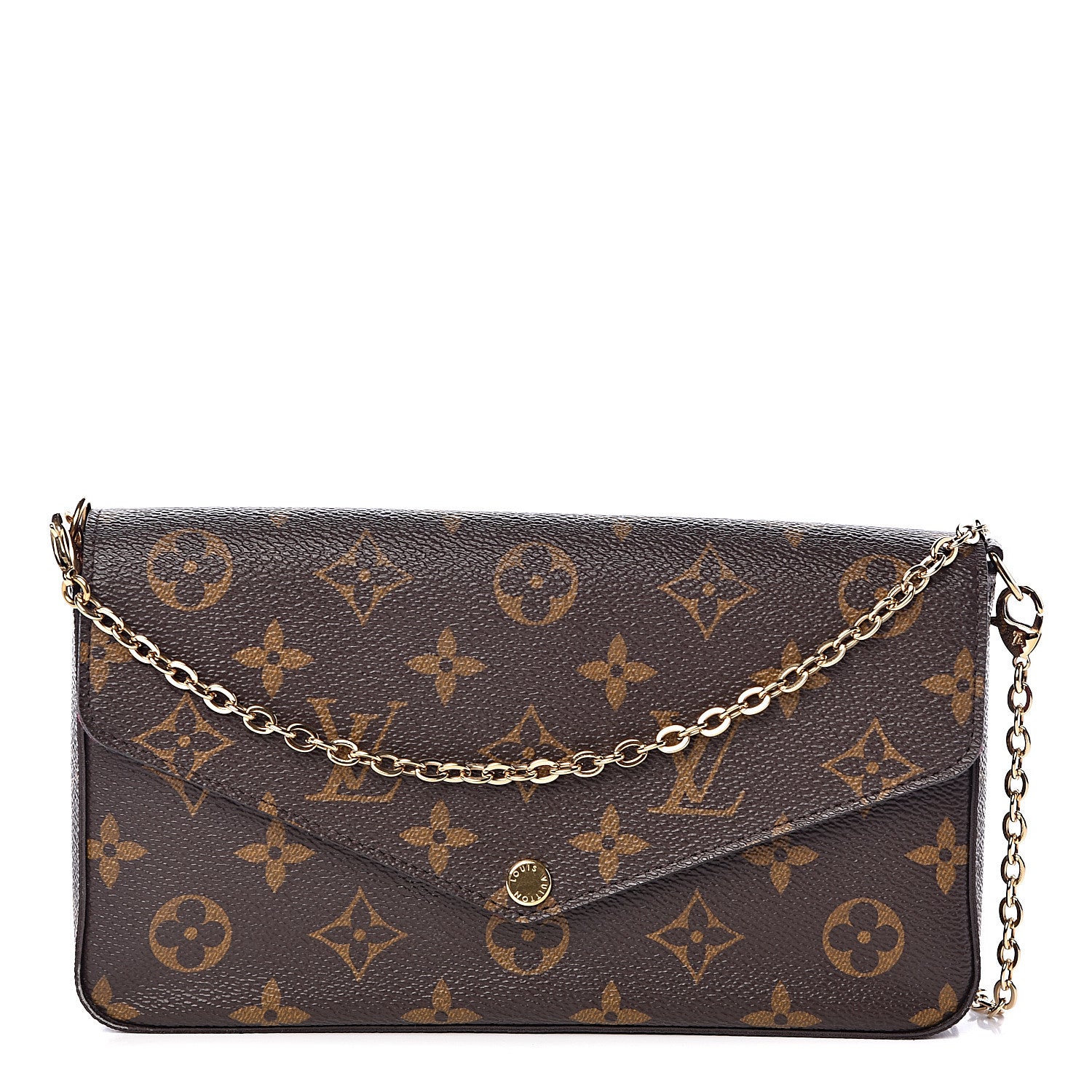 Louis Vuitton Monogram Pochette Felicie Chain Wallet Fuchsia 1 of 12