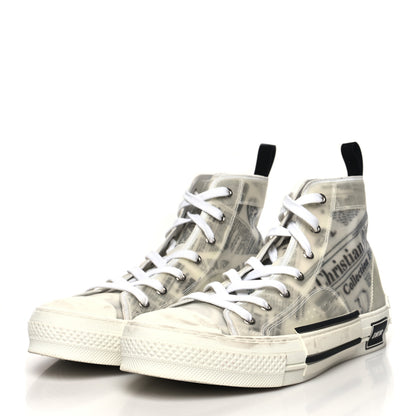 Christian Dior X DANIEL ARSHAM Canvas Newspaper Print B23 High Top Sneakers 43 White 3 of 12