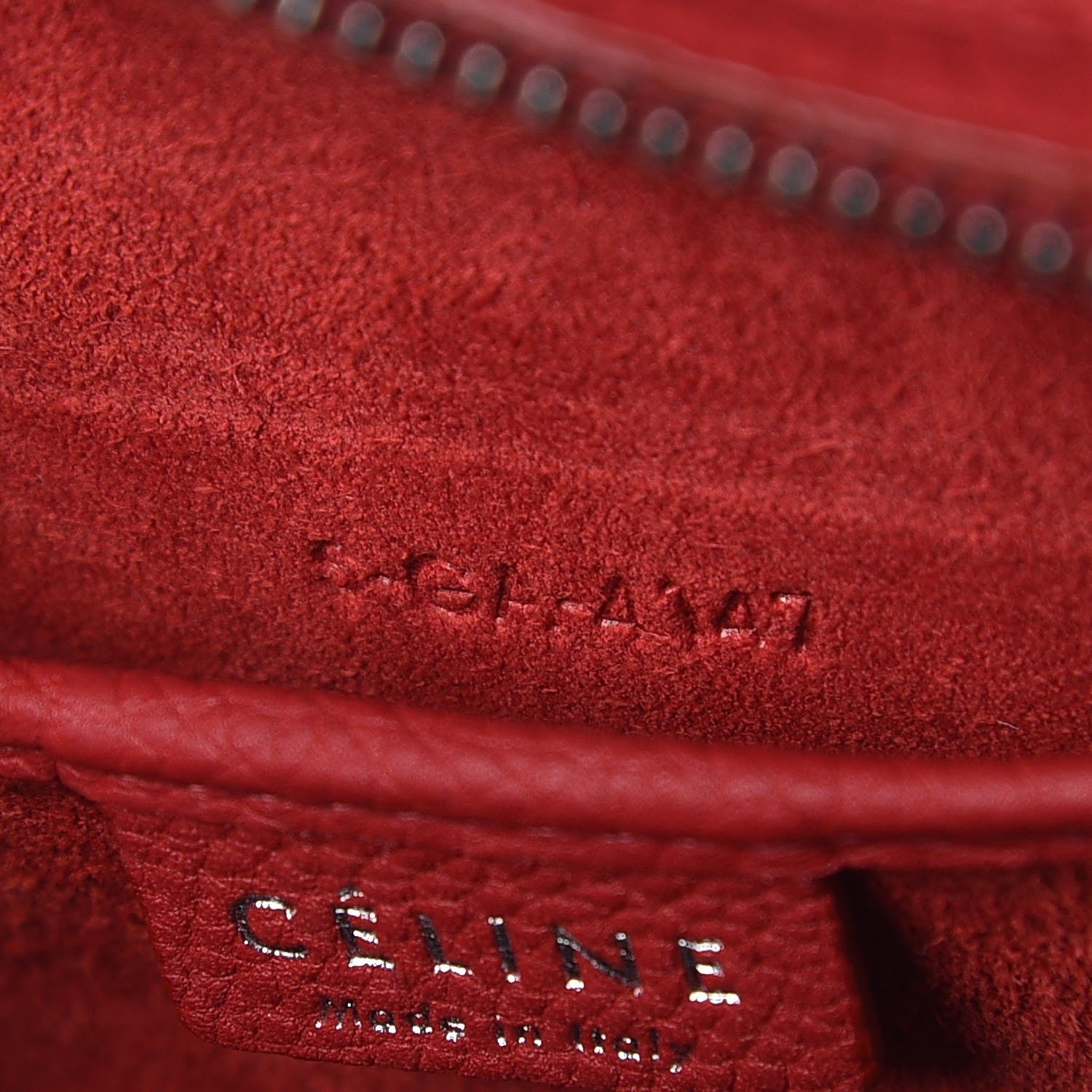 Celine Drummed Calfskin Nano Luggage Red 7 of 8