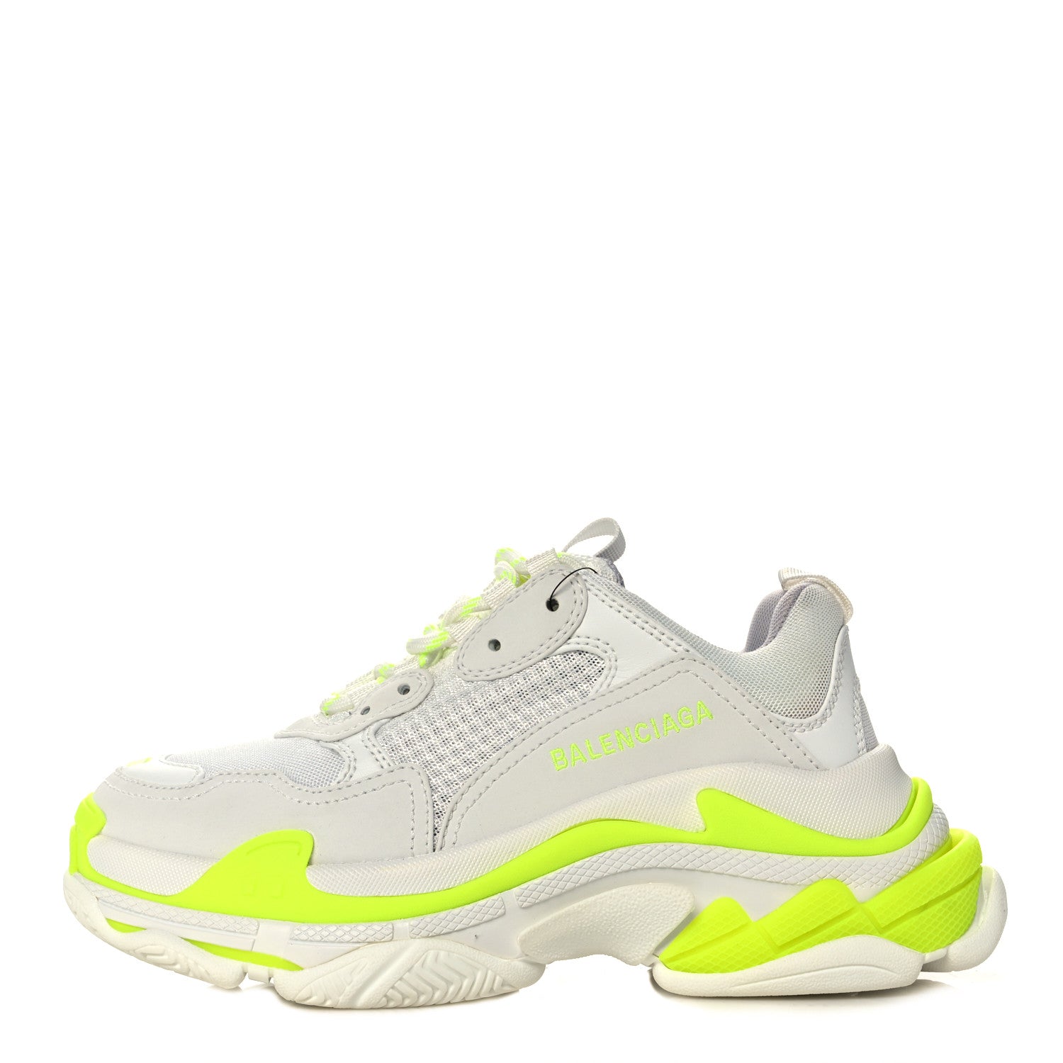 Balenciaga Fabric Mesh Womens Triple S Sneakers 37 Fluo Yellow White Grey 1 of 7