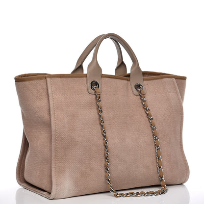 Chanel Canvas Large Deauville Tote Ecru 3 of 12