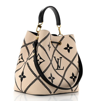 Louis Vuitton Empreinte Monogram Giant Broderies Neonoe MM Cream Black 4 of 10