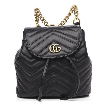 Gucci Calfskin Matelasse GG Marmont Flap Backpack Black 1 of 12