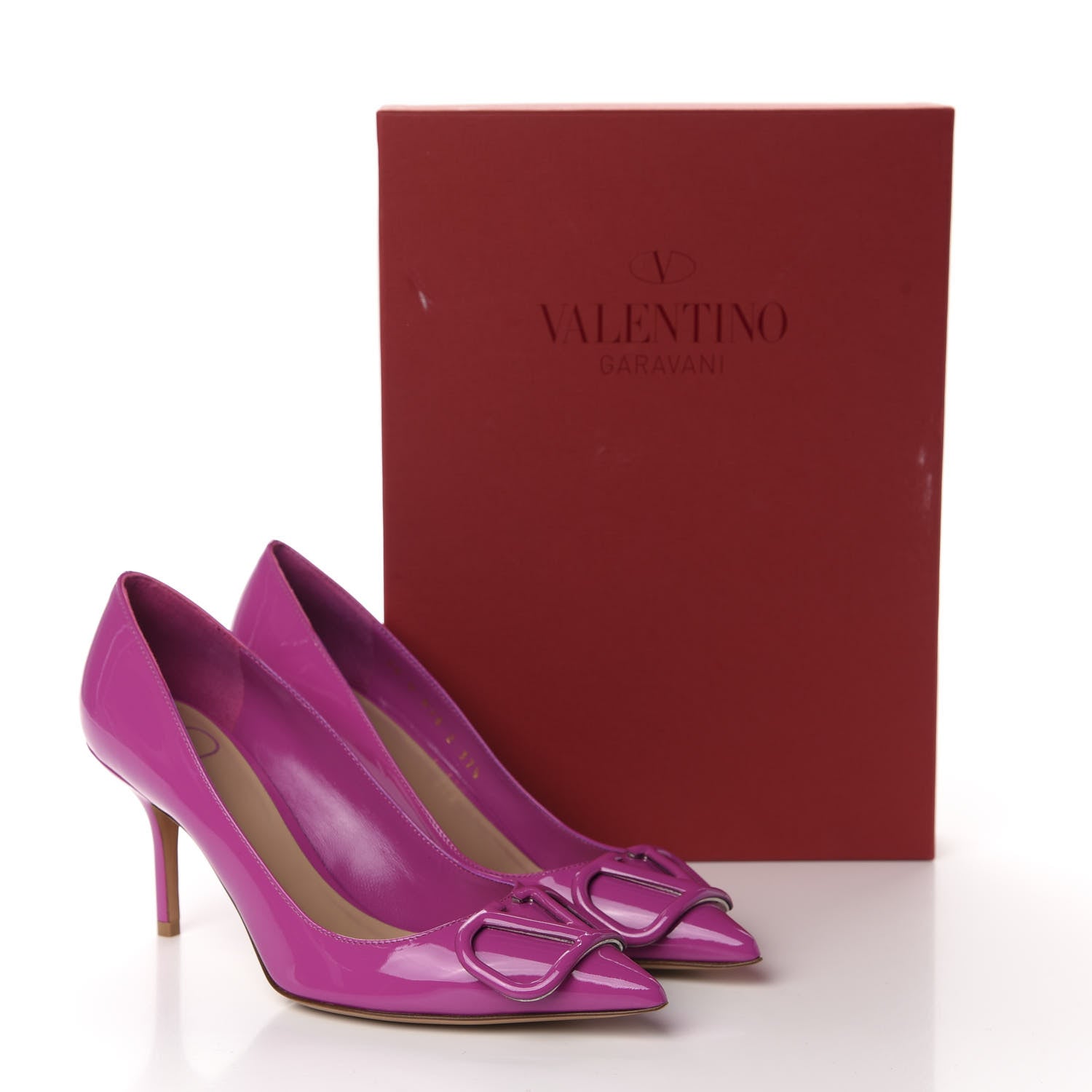 Valentino Garavani Patent Vlogo Signature 80 Pumps 37.5 Radiant Orchid 10 of 10