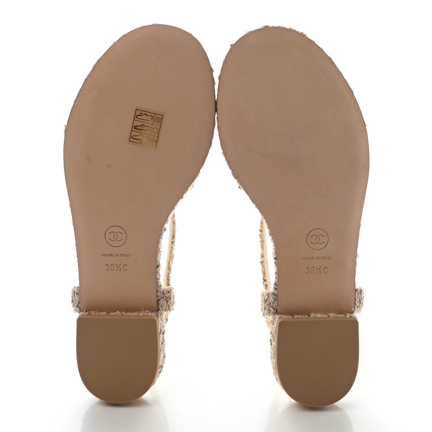 Chanel Tweed Pearl CC Thong Sandals 38.5 Ivory 5 of 10