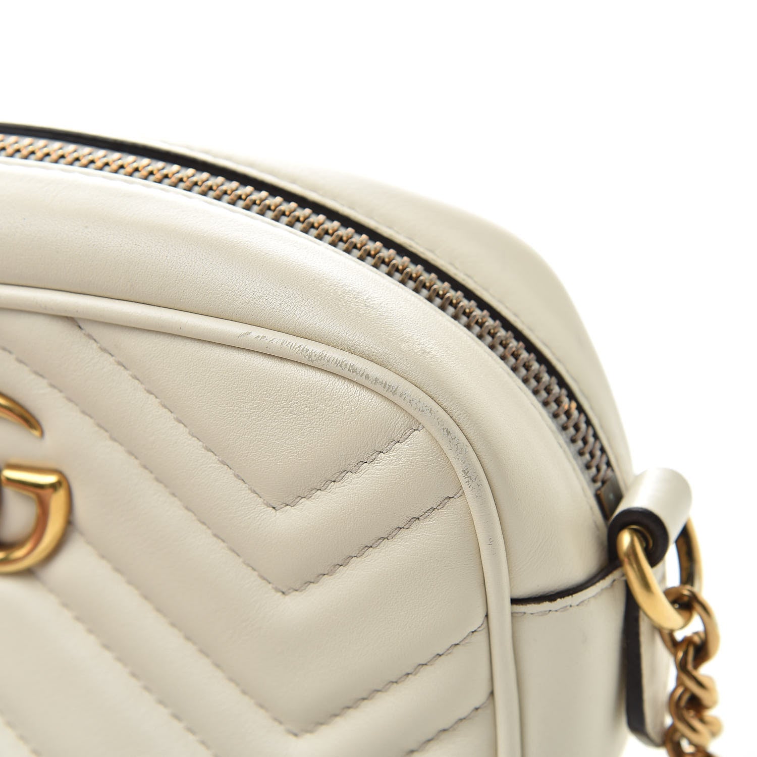Gucci Calfskin Matelasse Mini GG Marmont Chain Shoulder Bag White 16 of 20