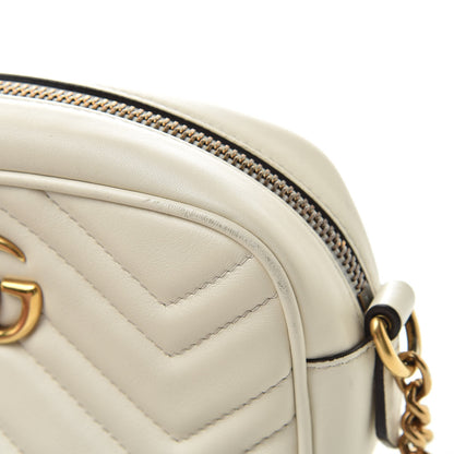 Gucci Calfskin Matelasse Mini GG Marmont Chain Shoulder Bag White 16 of 20