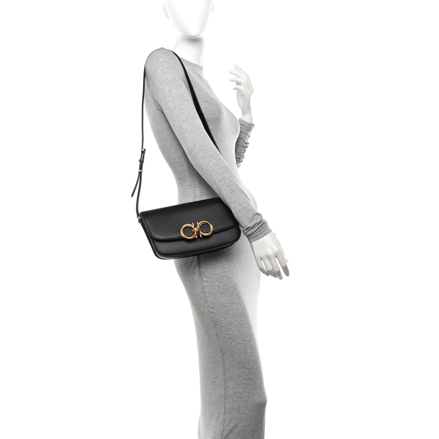 Salvatore Ferragamo Calfskin Small Trapezio Crossbody Black 2 of 10