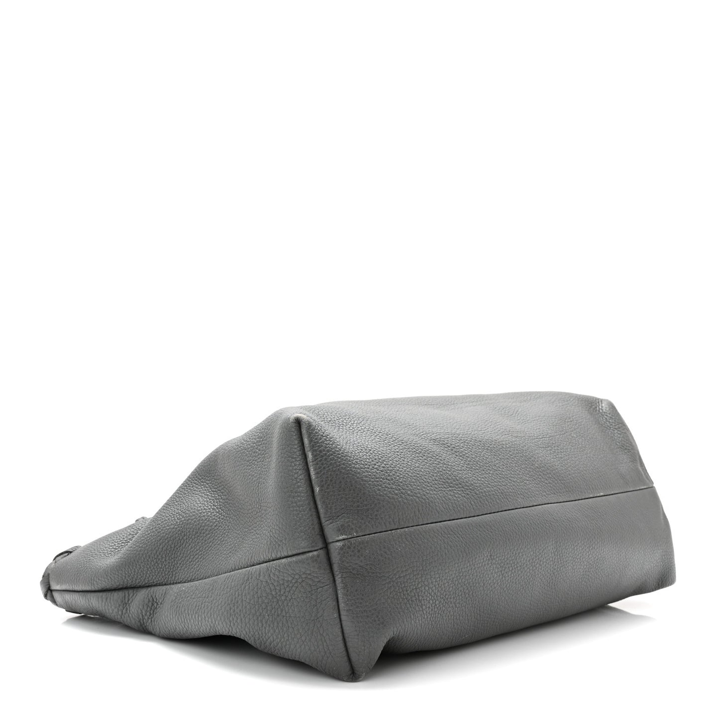 Pebbled Calfskin Medium Bamboo Tassel Tote Grey