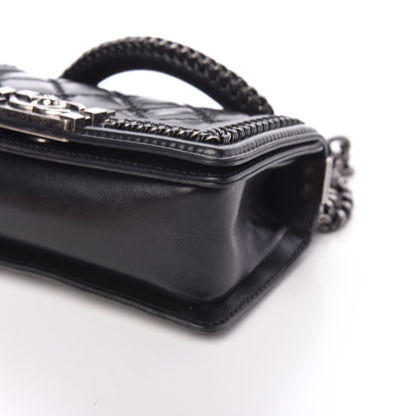 Chanel Shiny Goatskin Quilted Mini Boy Top Handle Flap Black 9 of 9