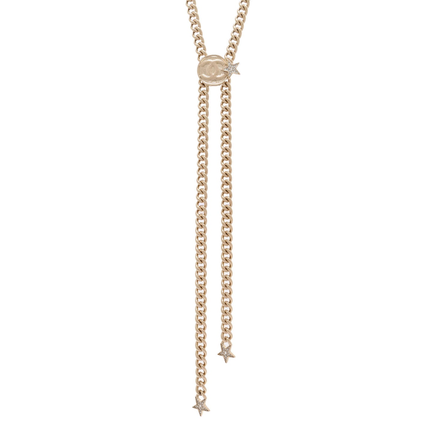 Chain Link Star Crystal CC Necklace Gold