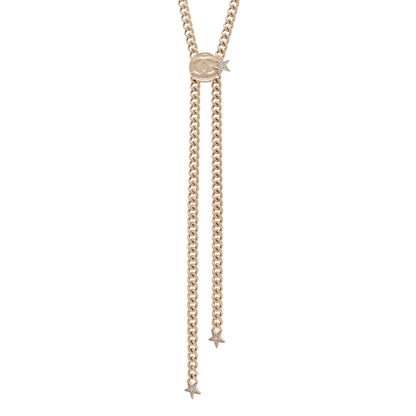 Chanel Chain Link Star Crystal CC Necklace Gold 1 of 4