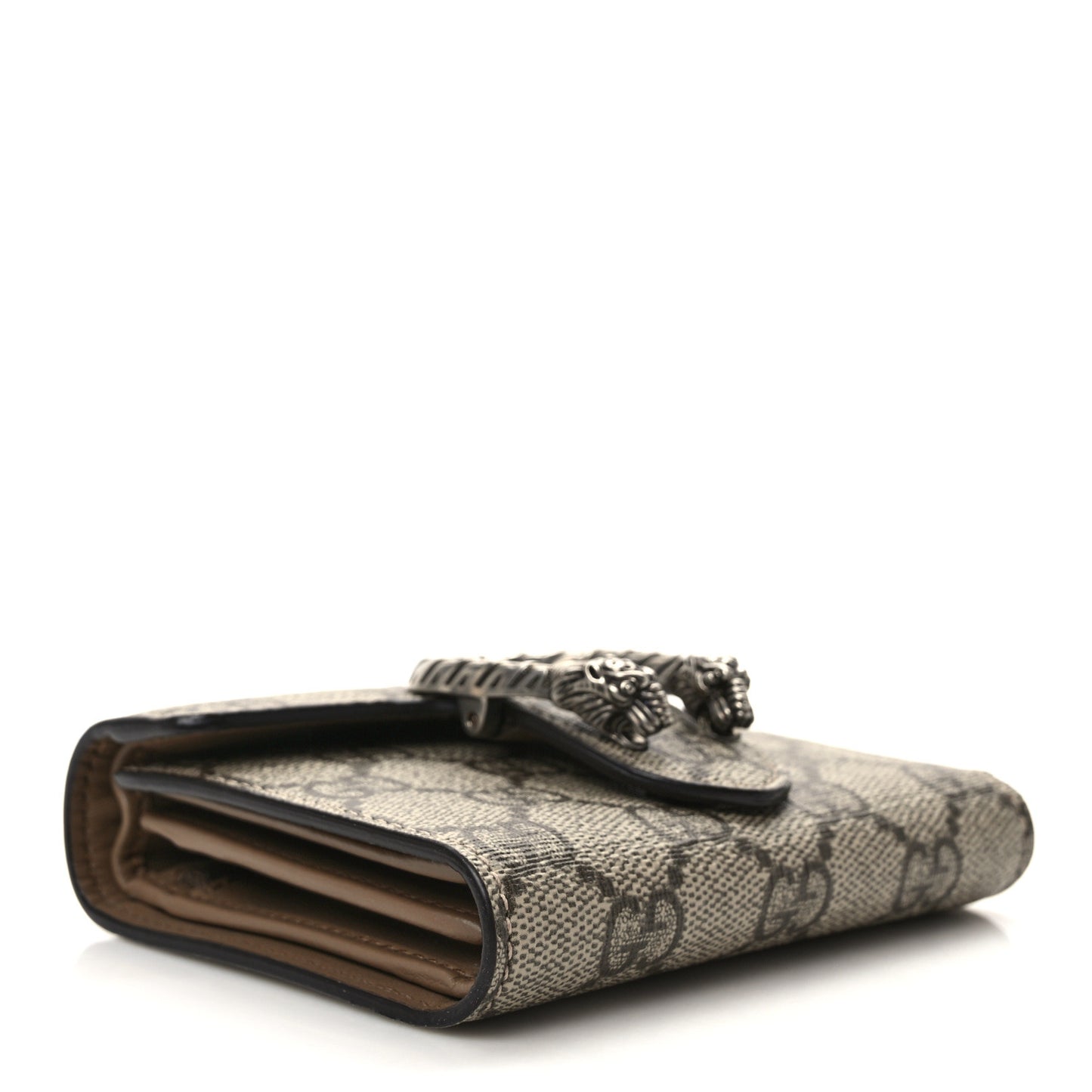 GG Supreme Monogram Dionysus Card Case Wallet Beige Taupe