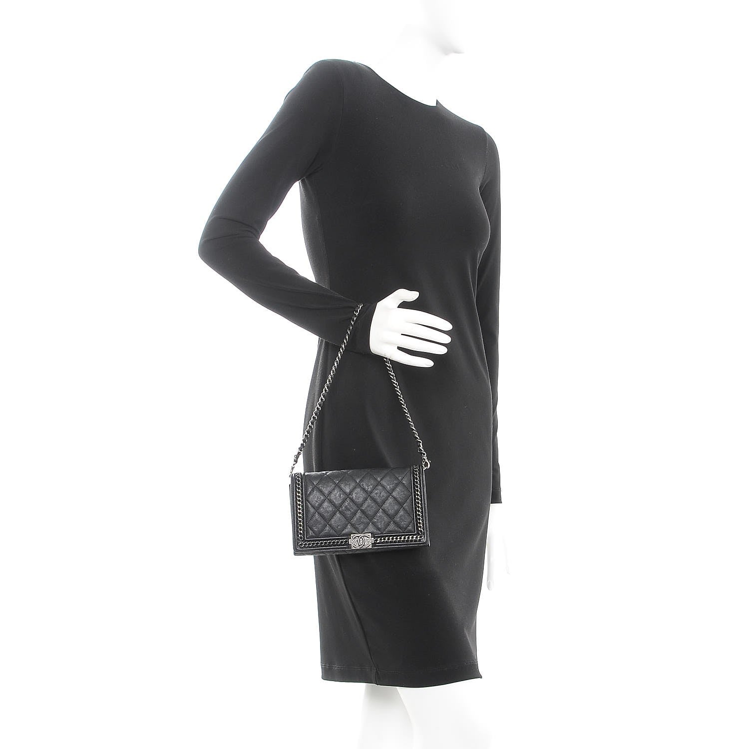 Chanel Calfskin Quilted Chain Around Boy Wallet On Removable Chain WOC Black 2 of 9