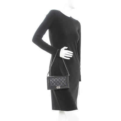 Chanel Calfskin Quilted Chain Around Boy Wallet On Removable Chain WOC Black 2 of 9