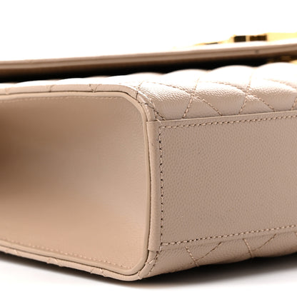 Saint Laurent Grain De Poudre Mixed Matelasse Large Triquilt Monogram Satchel Dark Beige 10 of 11
