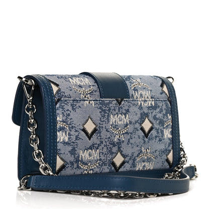 MCM Vintage Jacquard Monogram Mini Tracy Crossbody Blue 3 of 13