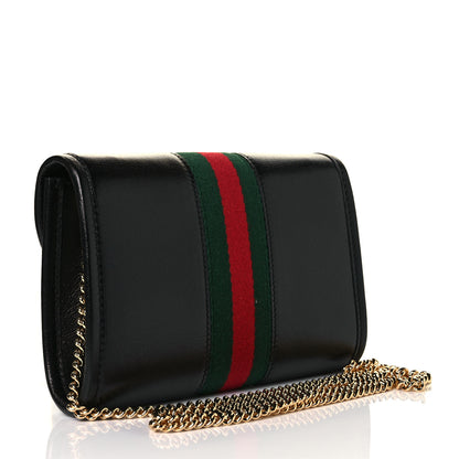 Gucci Textured Calfskin Web Mini Rajah Slim Flap Shoulder Bag Black 3 of 9