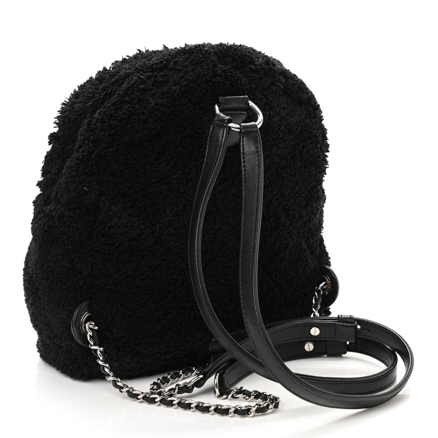 Mixed Fibers Lambskin Calfskin Quilted CC Tender Backpack Black