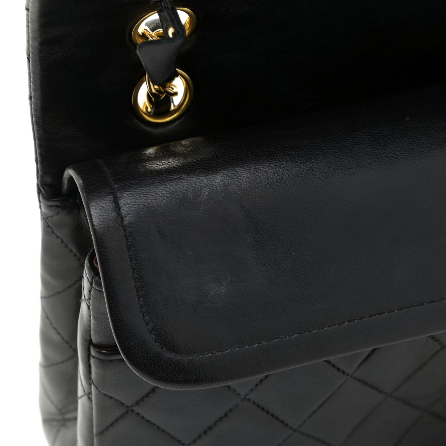 Lambskin Quilted Medium Double Flap Black
