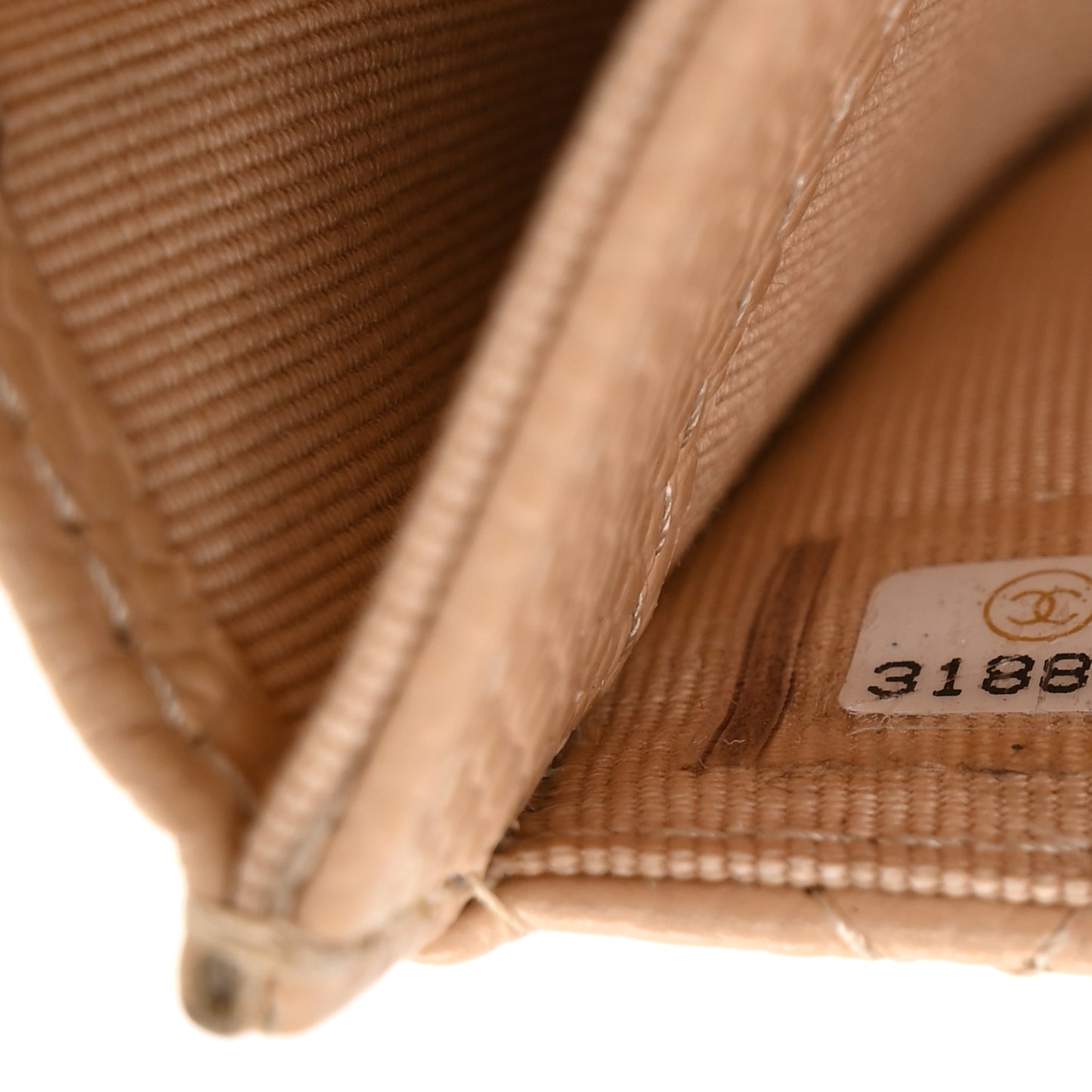 Caviar Quilted Card Holder Wallet Beige
