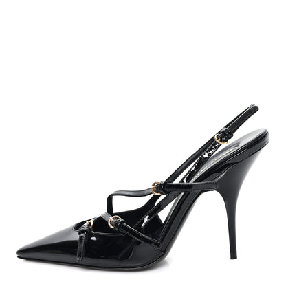 Miu Miu Vernice Buckle Slingback Pumps 38 Black 1 of 8