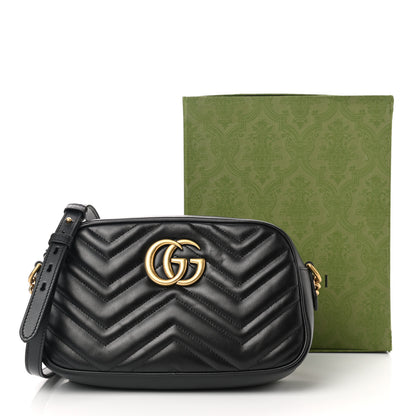 Gucci Calfskin Matelasse Small GG Marmont Chain Shoulder Bag Black 11 of 11