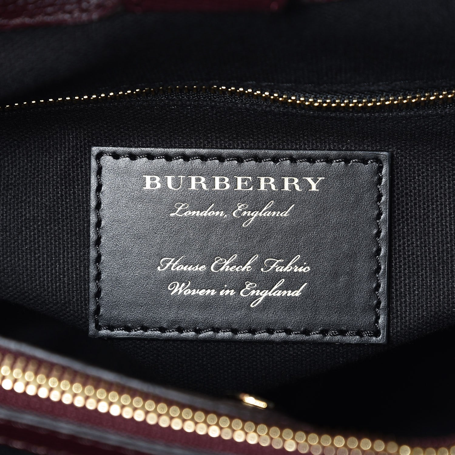 Burberry Grainy Calfskin House Check Medium Banner Tote Mahogany Red 7 of 8