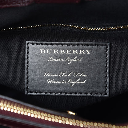 Burberry Grainy Calfskin House Check Medium Banner Tote Mahogany Red 7 of 8