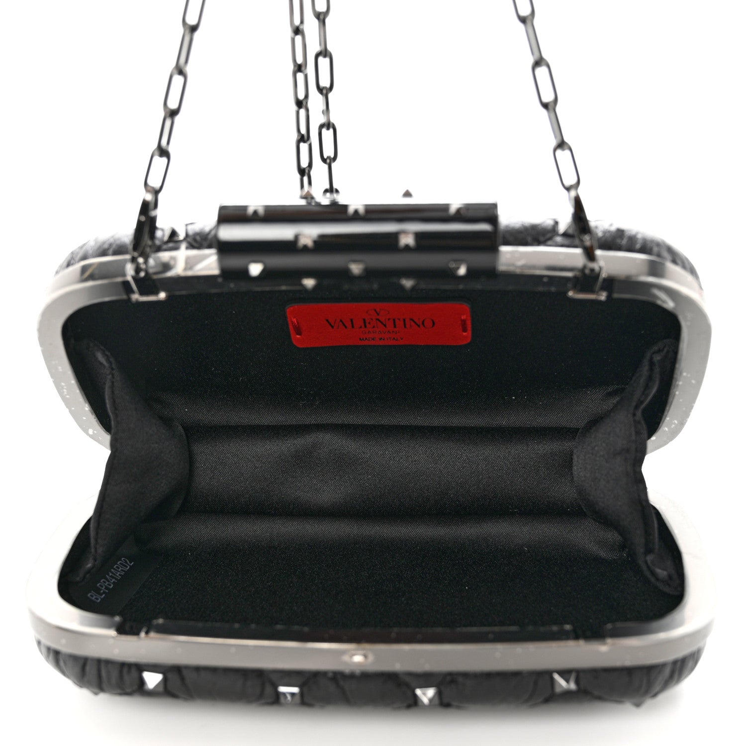 Valentino Garavani Craquele Nappa Rockstud Spike Minaudiere Clutch Black 5 of 10
