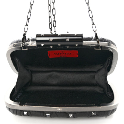 Valentino Garavani Craquele Nappa Rockstud Spike Minaudiere Clutch Black 5 of 10