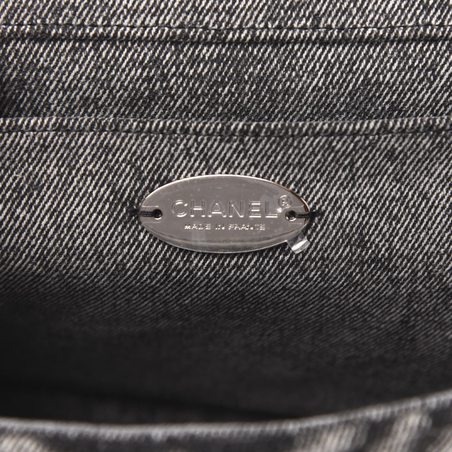 Chanel Denim Embossed CC Logo Print Jumbo Single Flap Grey Black 6 of 10