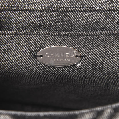 Chanel Denim Embossed CC Logo Print Jumbo Single Flap Grey Black 6 of 10