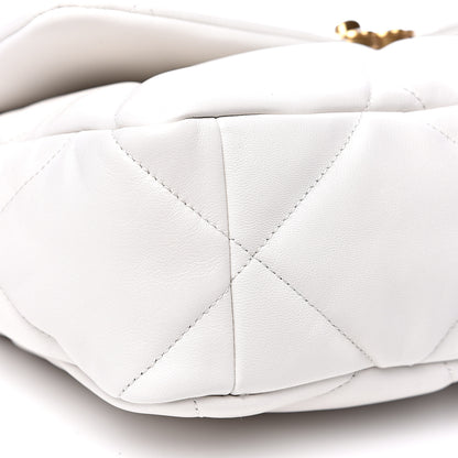 Chanel Goatskin Quilted Large 19 Flap White 6 of 9