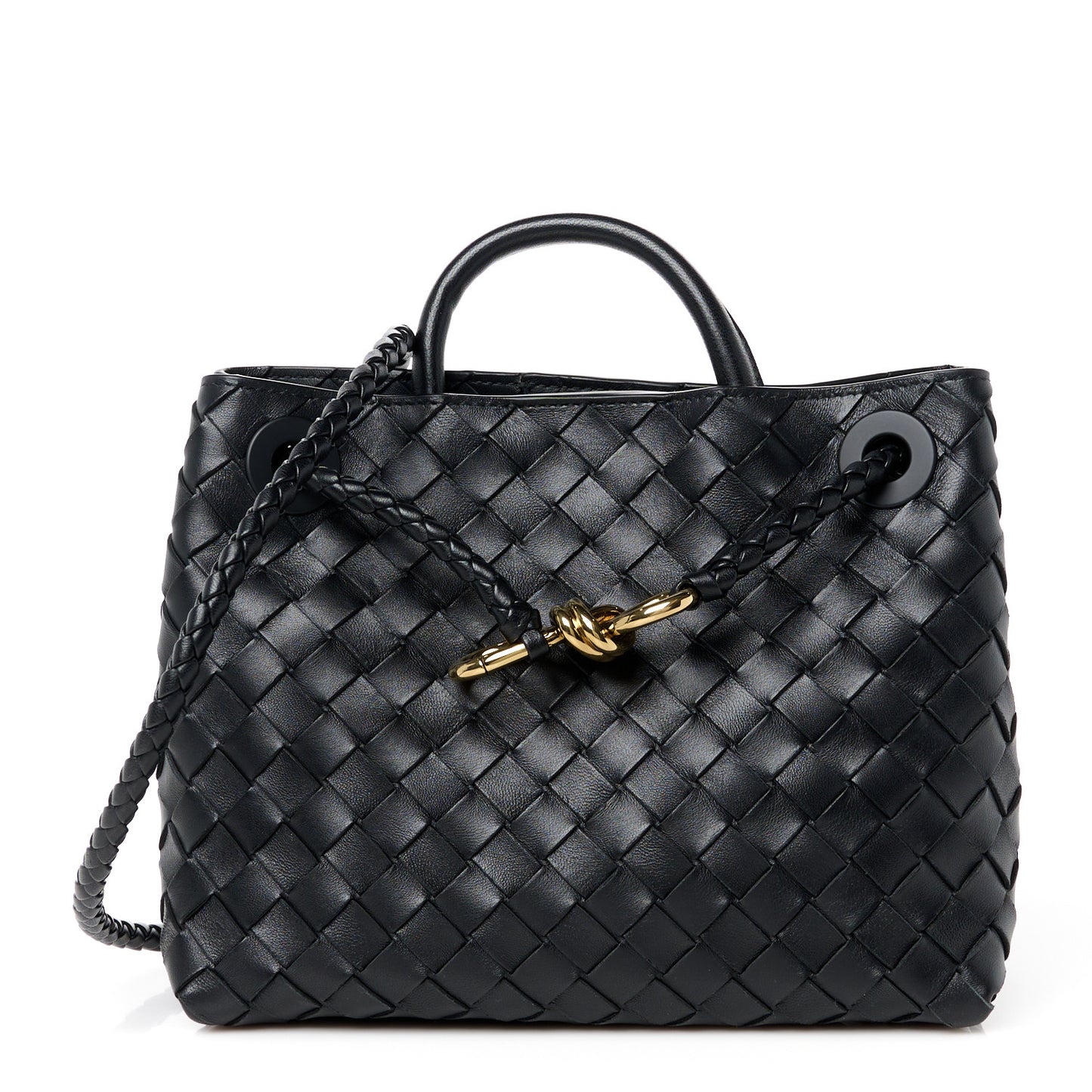 Nappa Intrecciato Small Andiamo Shoulder Bag Black