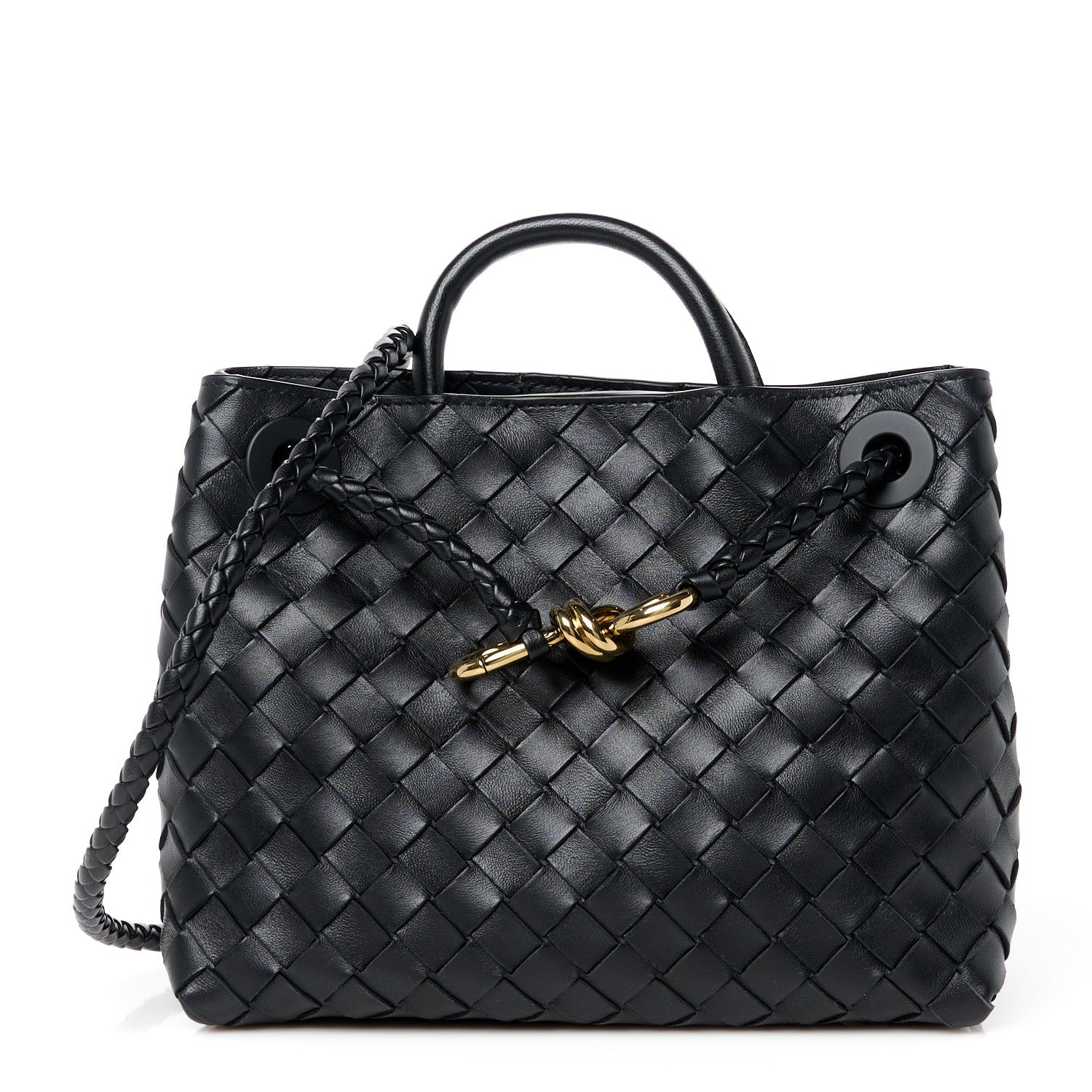 Bottega Veneta Nappa Intrecciato Small Andiamo Shoulder Bag Black 1 of 10