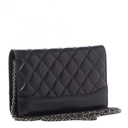 Chanel Aged Calfskin Quilted Gabrielle Wallet On Chain WOC Black 2 of 9
