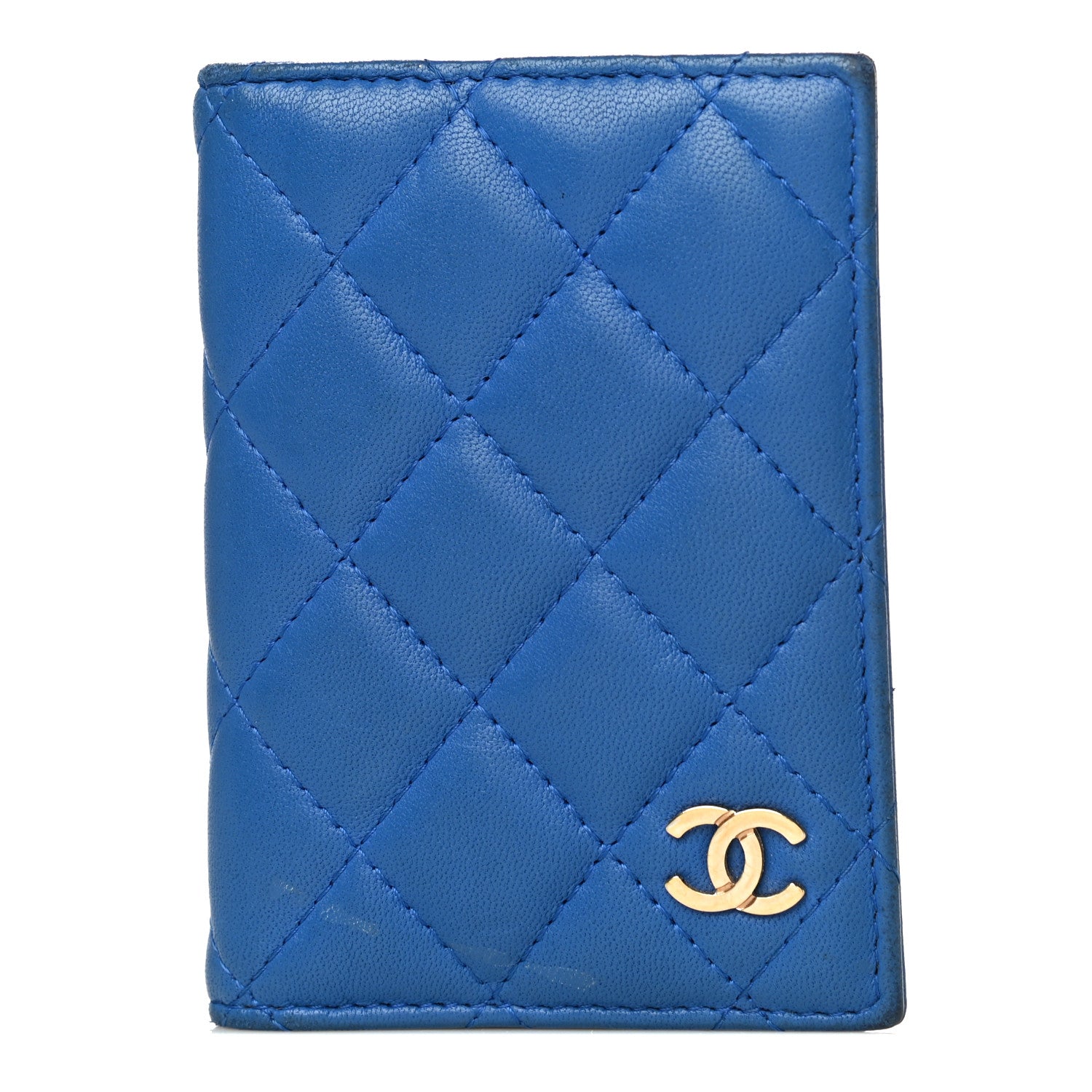 Chanel Lambskin Quilted Card Holder Wallet Blue 1 of 19