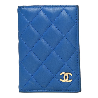 Chanel Lambskin Quilted Card Holder Wallet Blue 1 of 19