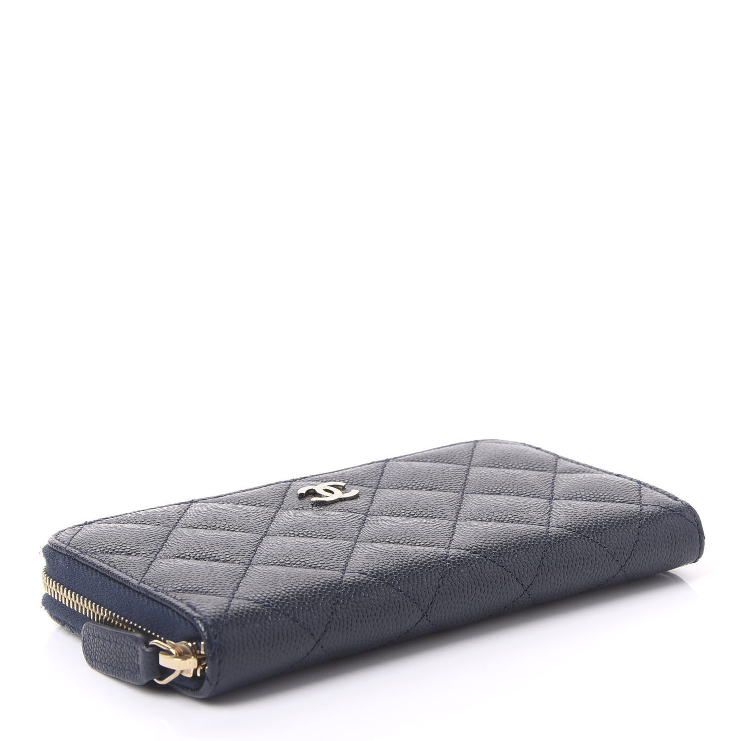 Chanel Caviar Quilted Small Zip Around Wallet Navy 3 of 11