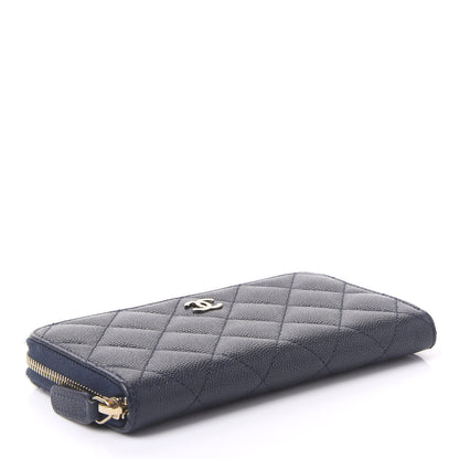 Chanel Caviar Quilted Small Zip Around Wallet Navy 3 of 11