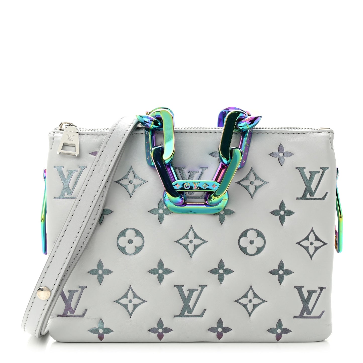 Lambskin Embossed Monogram LV Ski Coussin BB Gray