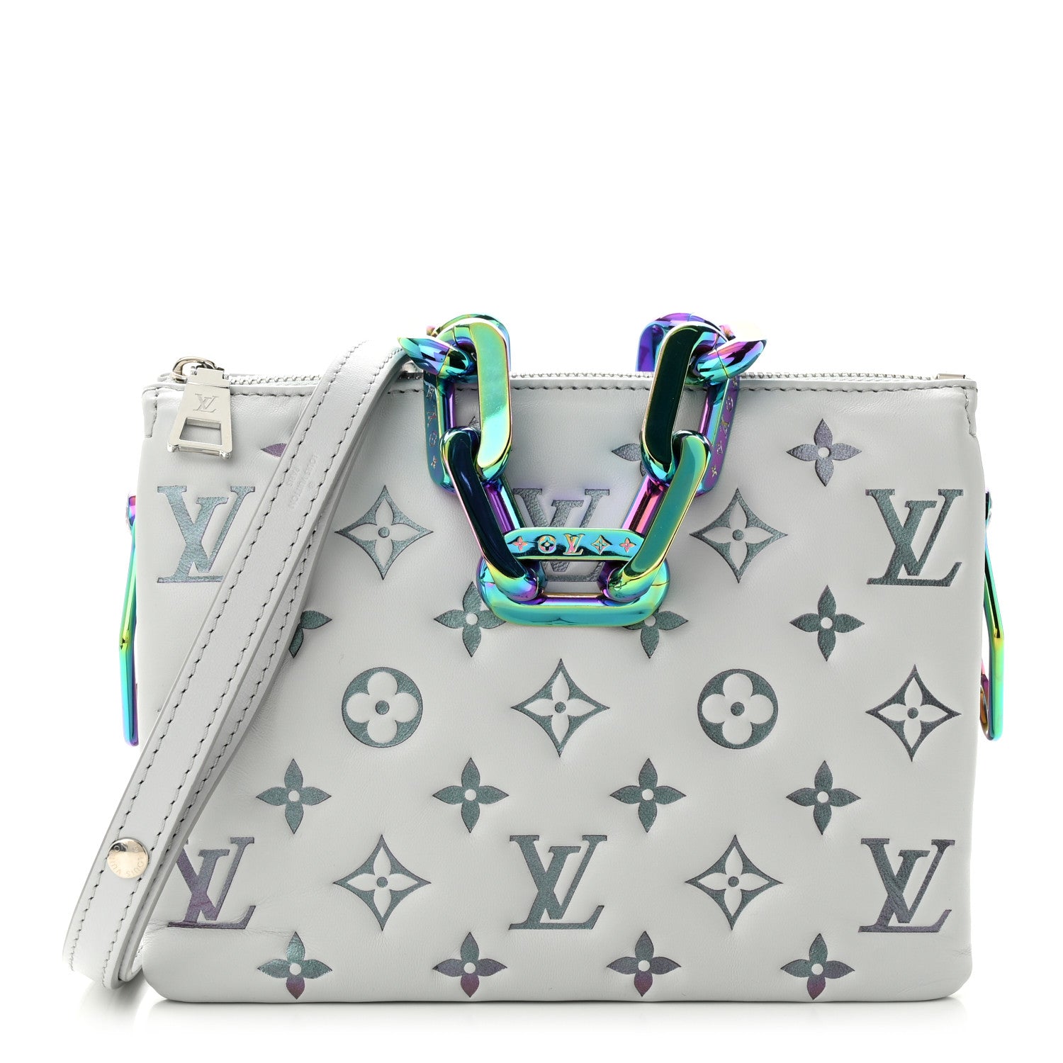 Louis Vuitton Lambskin Embossed Monogram LV Ski Coussin BB Gray 1 of 11
