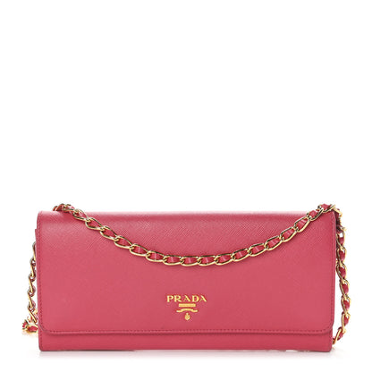 Prada Saffiano Metal Oro Chain Wallet Peonia 1 of 12