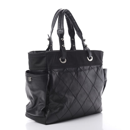 Chanel Coated Canvas Quilted Large Paris Biarritz Tote Black 3 of 11