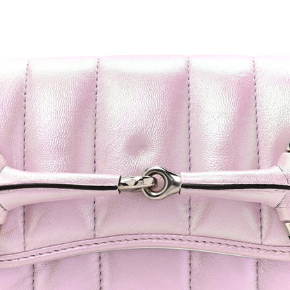 Gucci Iridescent Nappa Vertical Matelasse Small Maxi Horsebit Chain Shoulder Bag Escape Pink 8 of 12