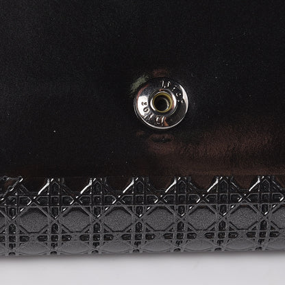 Christian Dior Metallic Patent Micro-Cannage Diorama Elancee Wallet Onyx Black 8 of 9